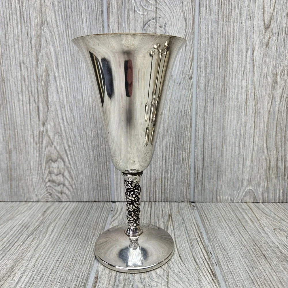 Valero EPB Silver Plated Water Goblets Set of 8 Grape Made in Spain Wine 7in